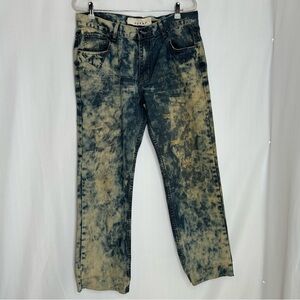 FUSAI men’s jeans straight distressed blue size 34